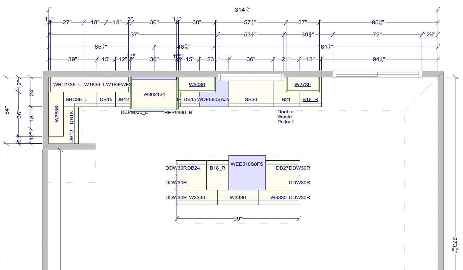 BluePrint Cabinets drawing for kitchen